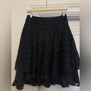 Y2K DKNY CITY SILK BLACK RUFFLED SKIRT HOLIDAY 2000s 2P CHRISTMAS